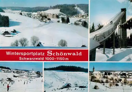 AK / Ansichtskarte  Schoenwald_Schwarzwald Panorama Heilklimatischer Kurort und Wintersportplatz Skigebiet Skisprungschanze