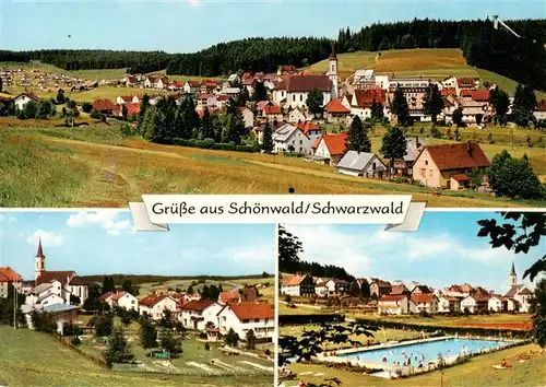 AK / Ansichtskarte 73927047 Schoenwald_Schwarzwald Teilansichten Heilklimatischer Kurort und Wintersportplatz Freibad