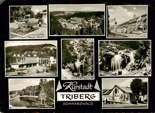 AK / Ansichtskarte  Triberg Teilansichten Kurstadt im Schwarzwald Kurhaus Konzert Pavillon Wasserfaelle Bergsee