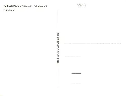 AK / Ansichtskarte  Triberg Parkhotel Wehrle Hotelhalle