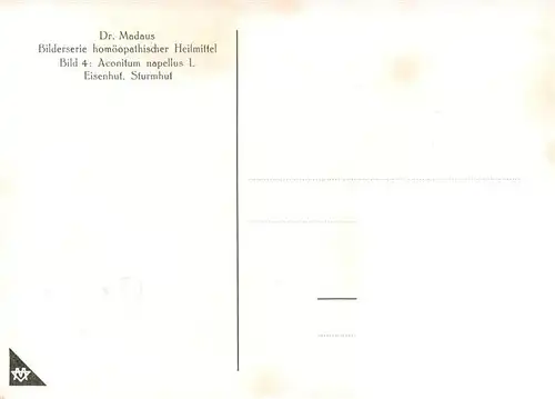 AK / Ansichtskarte  Medizin Dr. Madaus Hooepathischer Heilmittel  Aconitum D4