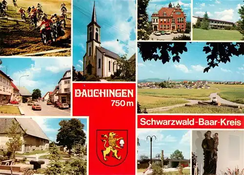 AK / Ansichtskarte  Dauchingen Sandbahnrennen Kirche Hotel Ortspartien Panorama Marienfigur