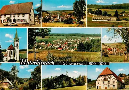 AK / Ansichtskarte 73927146 Unterkirnach Gasthof Roessle Post Kirche Panorama Teilansichten