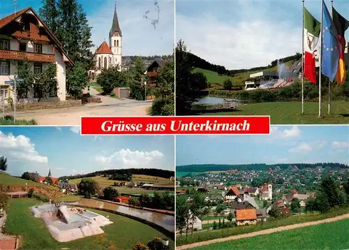 AK / Ansichtskarte 73927172 Unterkirnach Kirche Fahnenplatz Panorama