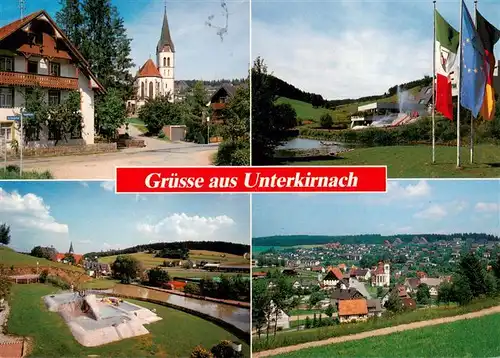 AK / Ansichtskarte  Unterkirnach Kirche Fahnenplatz Panorama