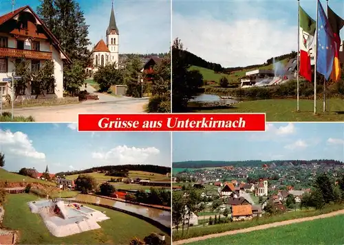 AK / Ansichtskarte  Unterkirnach Kirche Fahnenplatz Panorama