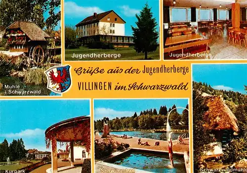 AK / Ansichtskarte 73927182 Villingen_-Schwenningen Muehle Jugendherberge Gastraum Kurpark Schwimmbad Schwarzwaldmuehle