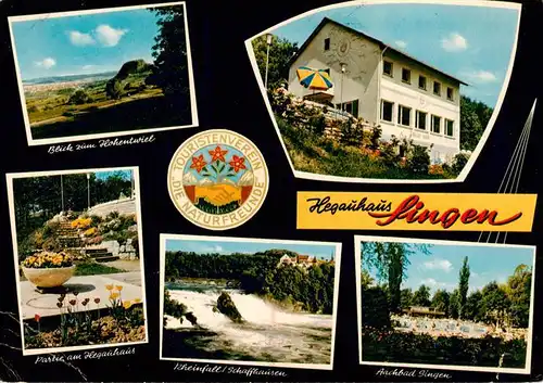 AK / Ansichtskarte 73927220 Singen_Hohentwiel Panorama Hegauhaus Singen partie am Hegauhaus Rheinfall Aachbad