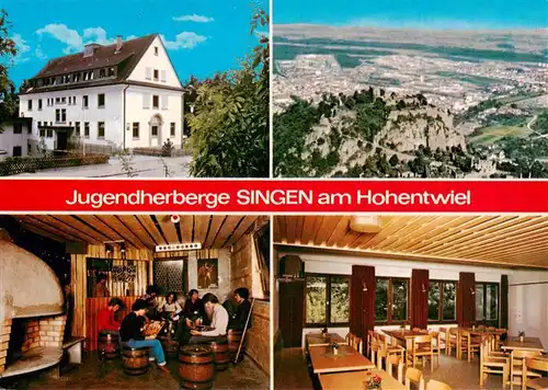 AK / Ansichtskarte  Singen_Hohentwiel Jugendherberge Fliegeraufnahme Gastraeume