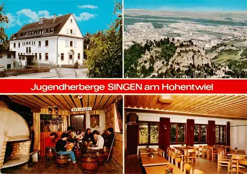 AK / Ansichtskarte  Singen_Hohentwiel Jugendherberge Fliegeraufnahme Gastraeume