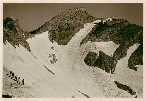 AK / Ansichtskarte  Saentis_2504m_AR Gasthaus und Wetterwarte mit Grossem Schnee 