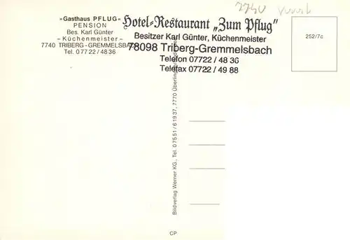 AK / Ansichtskarte 73927276 Gremmelsbach_Triberg Hotel Restaurant Zum Pflug