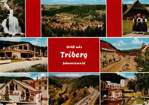 AK / Ansichtskarte 73927287 Triberg Wasserfall Panorama Kurmittelhaus Trachten Kuckucksuhr Strasse Hotel