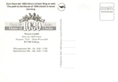 AK / Ansichtskarte 73927296 Triberg Haus der 1000 Uhren Weisser Haus