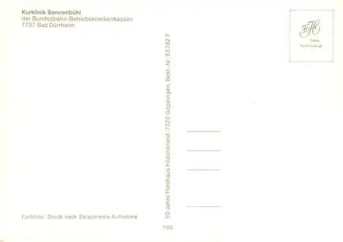 AK / Ansichtskarte 73927314 Bad_Duerrheim Kurklinik Sonnenbuehl