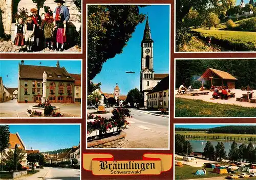 AK / Ansichtskarte 73927366 Braeunlingen Trachtengruppe Markt Brunnen Strassenpartien Park Grillplatz Kirnbergsee