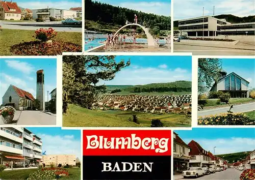 AK / Ansichtskarte  Blumberg__Baden Teilansichten Freibad Kirche