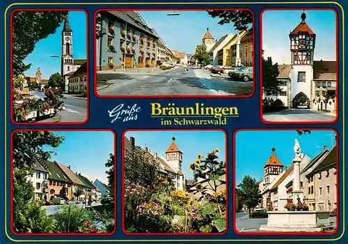 AK / Ansichtskarte 73927390 Braeunlingen Ortsansichten Kirche Stadttor Brunnen