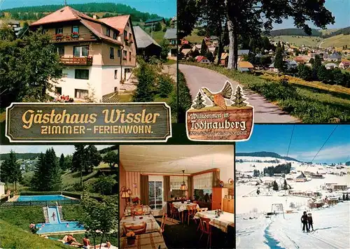 AK / Ansichtskarte 73927398 Todtnauberg Gaestehaus Wisser Panorama Schwimmbad Gaststube Skilift