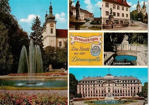 AK / Ansichtskarte  Donaueschingen Schlosskirche Dianabrunnen Donauquelle Schloss