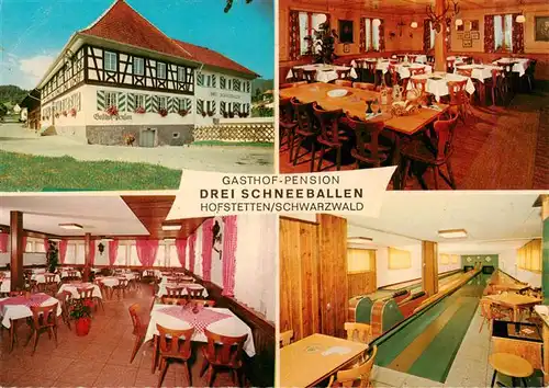 AK / Ansichtskarte 73927664 Hofstetten_Haslach_Kinzigtal Gasthof Pension Drei Schneeballen Gastraeume Kegelbahn