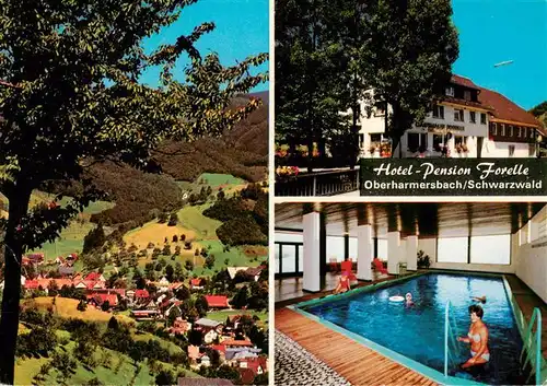 AK / Ansichtskarte 73927667 Oberharmersbach Hotel Pension Forelle Hallenbad Panorama