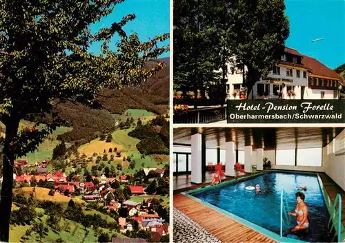 AK / Ansichtskarte  Oberharmersbach Hotel Pension Forelle Hallenbad Panorama