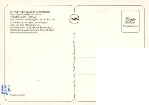 AK / Ansichtskarte  Gengenbach Marktplatz Brunnen Obertor