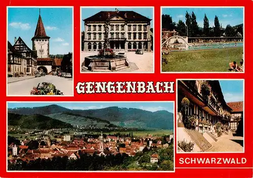 AK / Ansichtskarte 73927750 Gengenbach Marktplatz Brunnen Obertor Schwimmbad Panorama