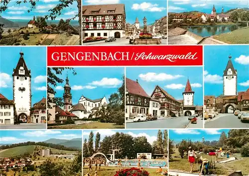 AK / Ansichtskarte 73927792 Gengenbach Kapelle Marktbrunnen Kinzigpartie Obertor Panorama Schwimmbad Minigolf