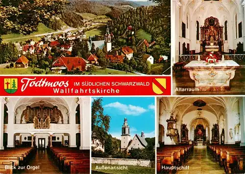 AK / Ansichtskarte 73927819 Todtmoos Wallfahrtskirche Altarraum Orgelblick Aussenansicht Hauptschiff