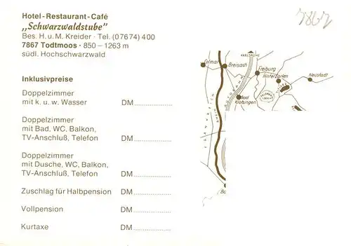 AK / Ansichtskarte 73927849 Todtmoos Hotel Restaurant Schwarzwaldstube Panorama