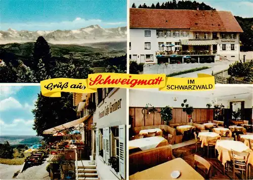 AK / Ansichtskarte 73927889 Schweigmatt_Schopfheim Panorama Cafe Pension Greiner Gastraum Terrasse