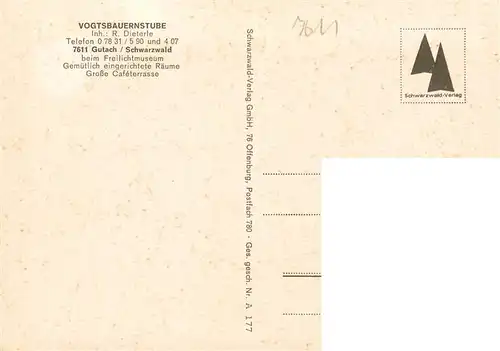 AK / Ansichtskarte 73927920 Gutach_Schwarzwald Vogtsbauernstube Gastraum