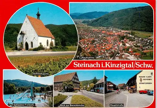 AK / Ansichtskarte  Steinach_Kinzigtal_Schwarzwald Schneekapelle Luftaufnahme Freibad Motiv mit Barockkirche Hauptstrasse