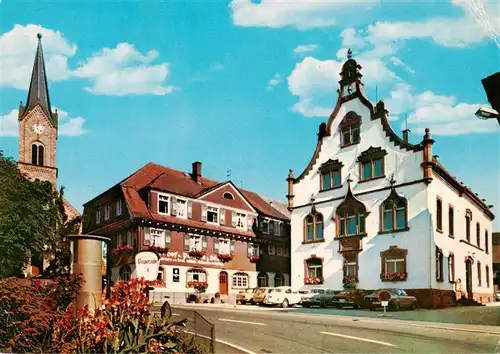 AK / Ansichtskarte  Oberharmersbach Rathausplatz Kirchturm Luftkurort im Schwarzwald