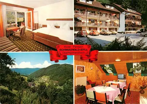 AK / Ansichtskarte  Oberharmersbach Hotel Pension Schwarzwald-Idyll Gastraum Fremdenzimmer Landschaftspanorama