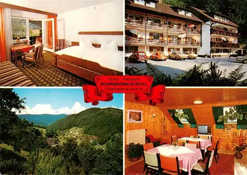 AK / Ansichtskarte 73928011 Oberharmersbach Hotel Pension Schwarzwald-Idyll Gastraum Fremdenzimmer Panorama