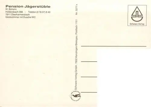 AK / Ansichtskarte 73928027 Oberharmersbach Pension Jaegerstube