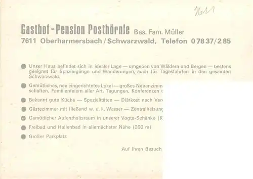 AK / Ansichtskarte  Oberharmersbach Gasthof Pension Posthoernle