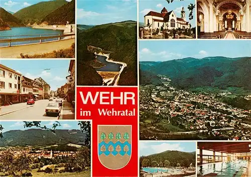 AK / Ansichtskarte 73928242 Wehr_Baden Wehrapartie Ortsmotiv Wehratal Panorama Kirche Inneres Schwimmbad Hallenbad