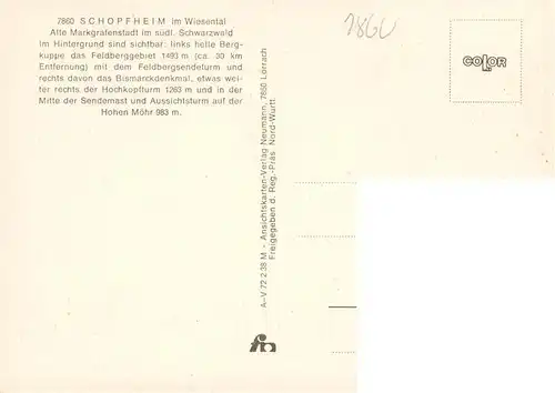 AK / Ansichtskarte  Schopfheim Fliegeraufnahme