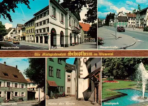 AK / Ansichtskarte  Schopfheim Hauptstrasse Rathaus Wallstrasse Hinter der Kirche Stadtpark