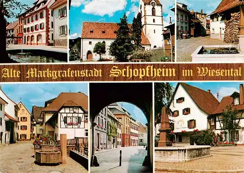 AK / Ansichtskarte 73928265 Schopfheim Ortspartien Kirche Brunnen Strassenpartie