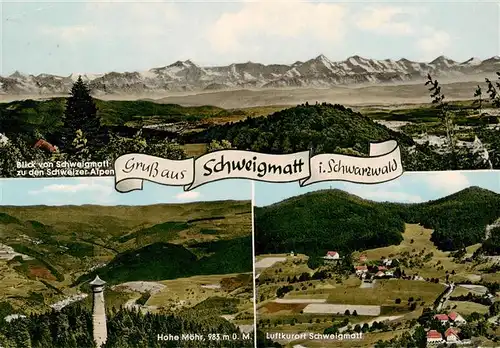 AK / Ansichtskarte  Schweigmatt_Schopfheim Panorama mit Schweizer Alpen Hohe Moehr Fliegeraufnahme