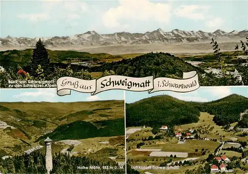 AK / Ansichtskarte 73928310 Schweigmatt_Schopfheim Panorama mit Schweizer Alpen Aussichtsturm Hohe Moehr 