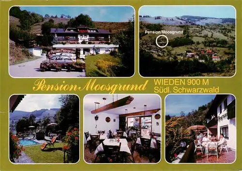 AK / Ansichtskarte 73928312 Wieden_Schwarzwald Pension Moosgrund Panorama Schwimmbad Gaststube Terrasse