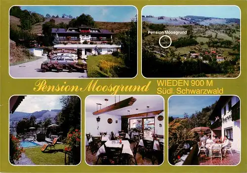 AK / Ansichtskarte 73928317 Wieden_Schwarzwald Pension Moosgrund Panorama Schwimmbad Gaststube Terrasse