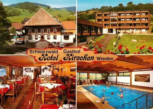 AK / Ansichtskarte  Wieden_Schwarzwald Hotel Hirschen Schwarzwald Gasthof Hallenbad Gastraum