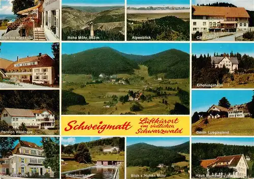 AK / Ansichtskarte  Schweigmatt_Schopfheim Wiesentalblick Hohe Moehr Alpenblick Cafe Greiner Pension Tannenhof Pension Waldhaus Haus Alpenblick Erholungsheim Gaestehaus Lueginsland Schwimmbad Haus Blumberg